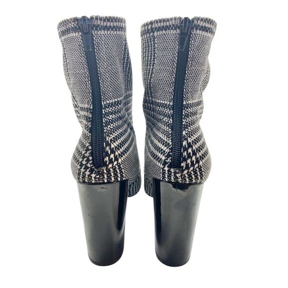 ALDO Lovelee Black White Houndstooth 3.5” Heeled Back Zip Bootie Classic Boots S - Picture 5 of 8